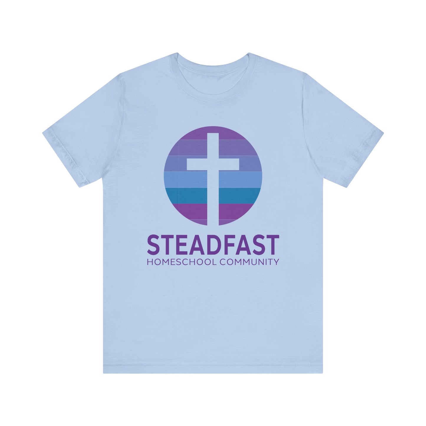 Steadfast Unisex Jersey Tee with Isaiah 26:3 Verse - Purple Logo