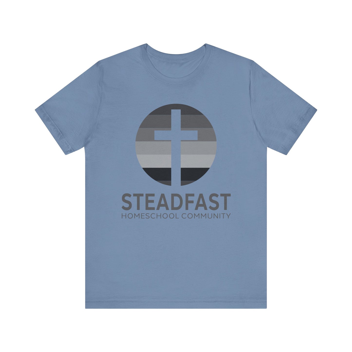 Steadfast Unisex Jersey Tee with Isaiah 26:3 Verse - Grey Logo