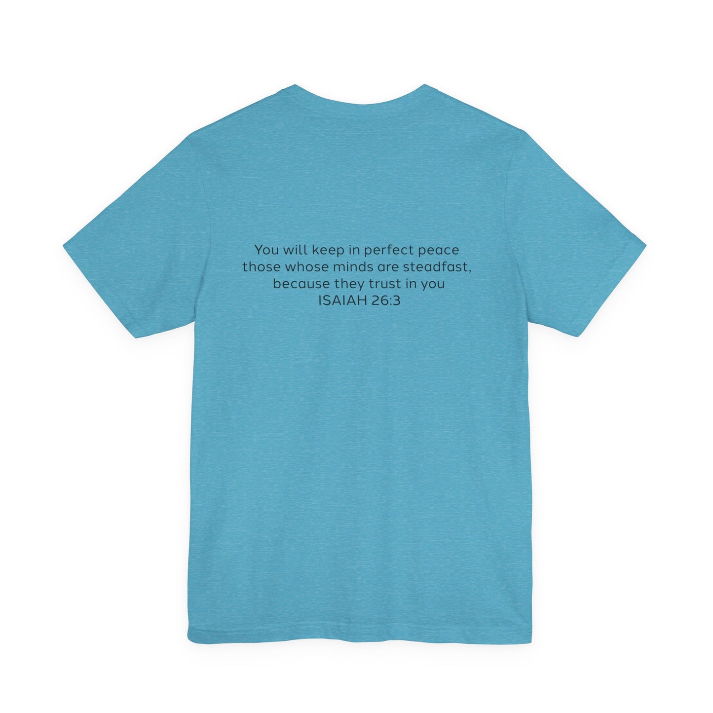 Steadfast Unisex Jersey Tee with Isaiah 26:3 Verse - Grey Logo