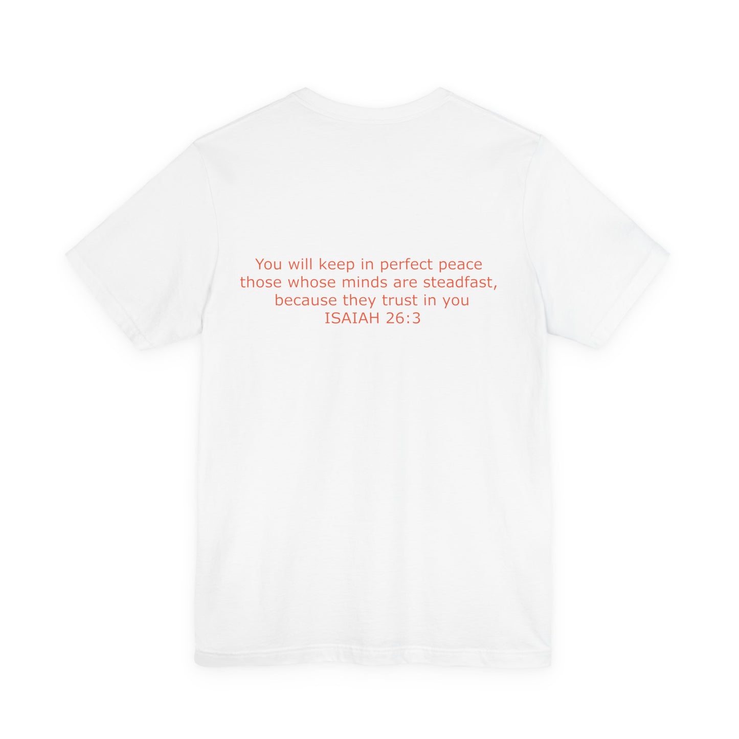 Steadfast Unisex Jersey Tee with Isaiah 26:3 Verse - Red Logo