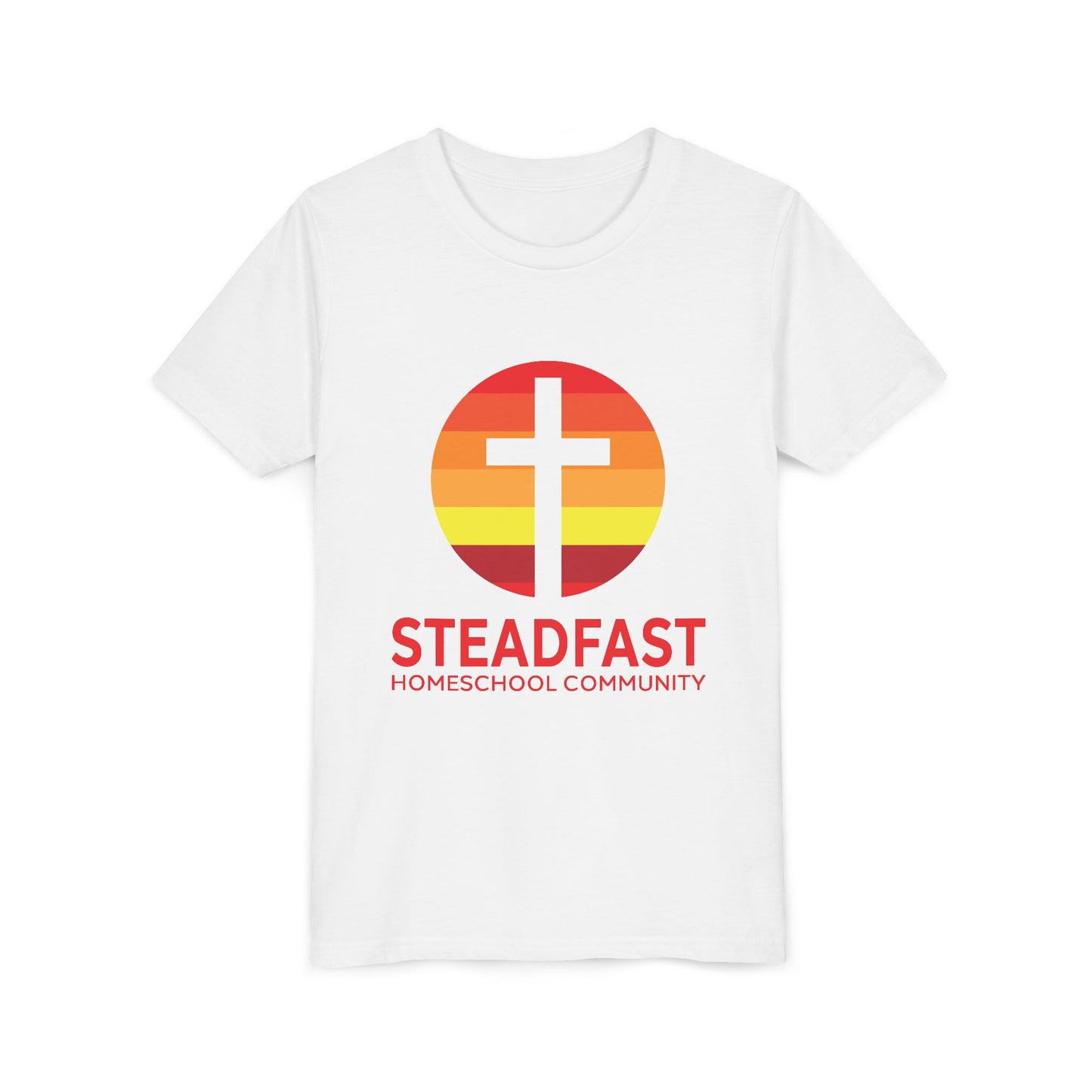 Kid's Steadfast Unisex Jersey Tee with Isaiah 26:3 Verse - Red Logo