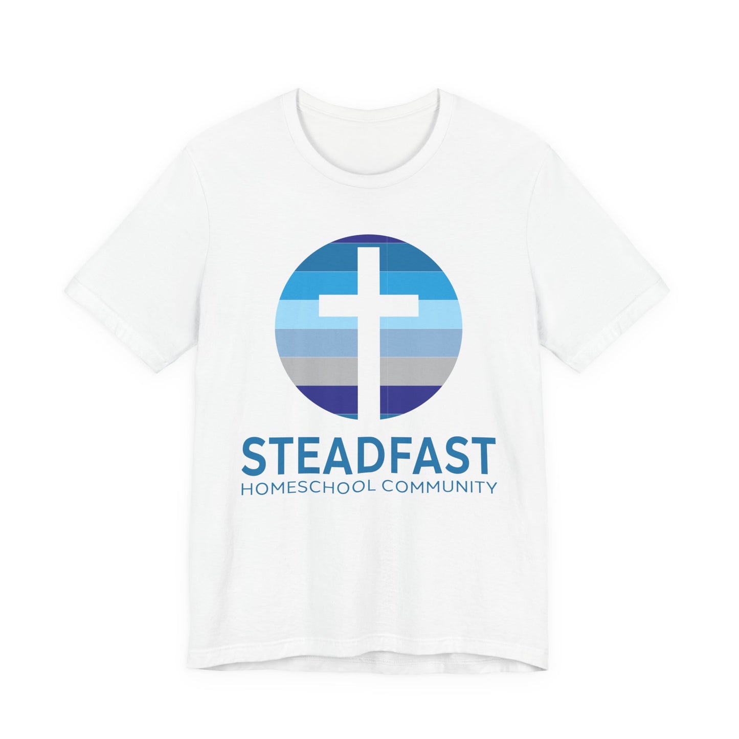 Steadfast Unisex Jersey Tee with Isaiah 26:3 Verse - Blue Logo