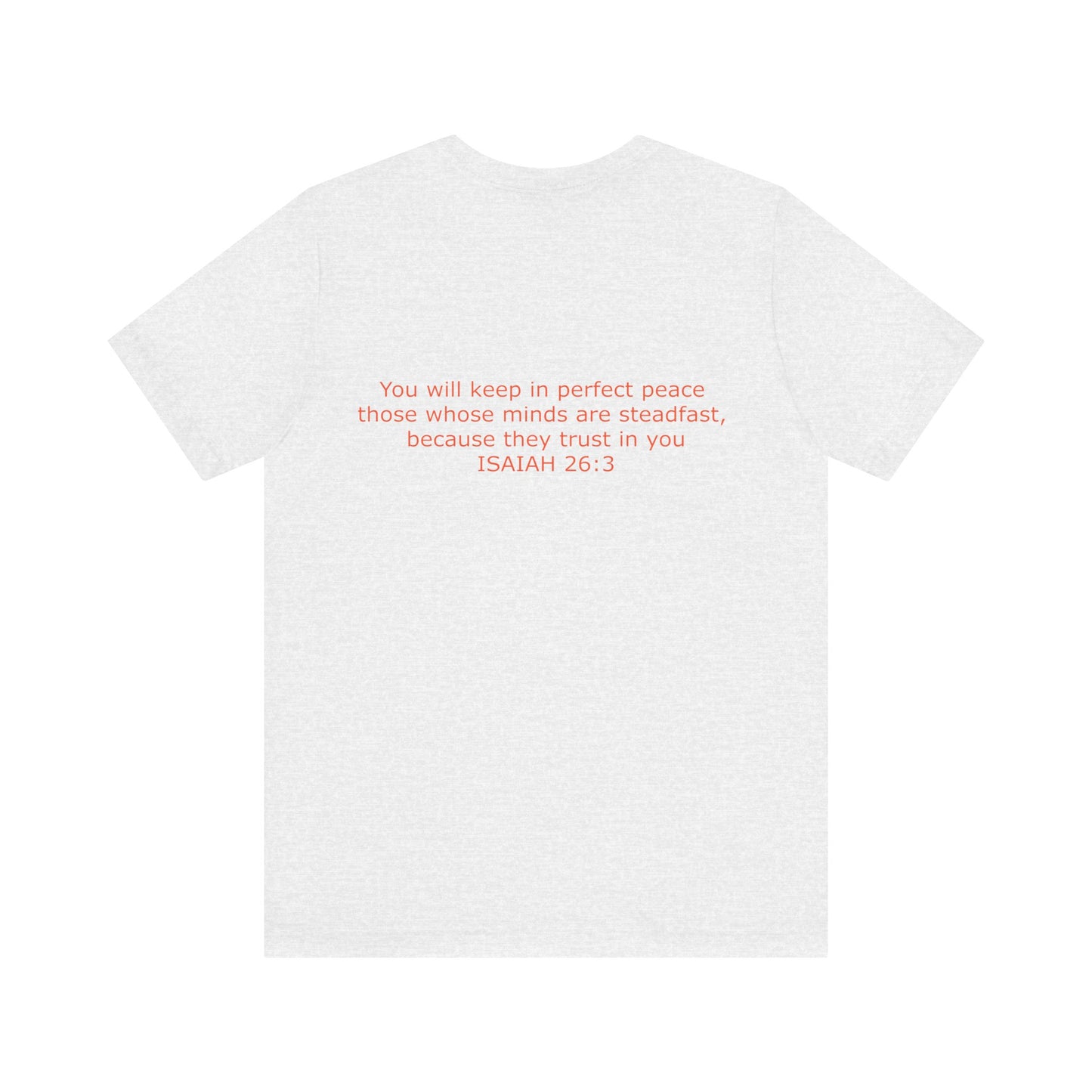 Steadfast Unisex Jersey Tee with Isaiah 26:3 Verse - Red Logo