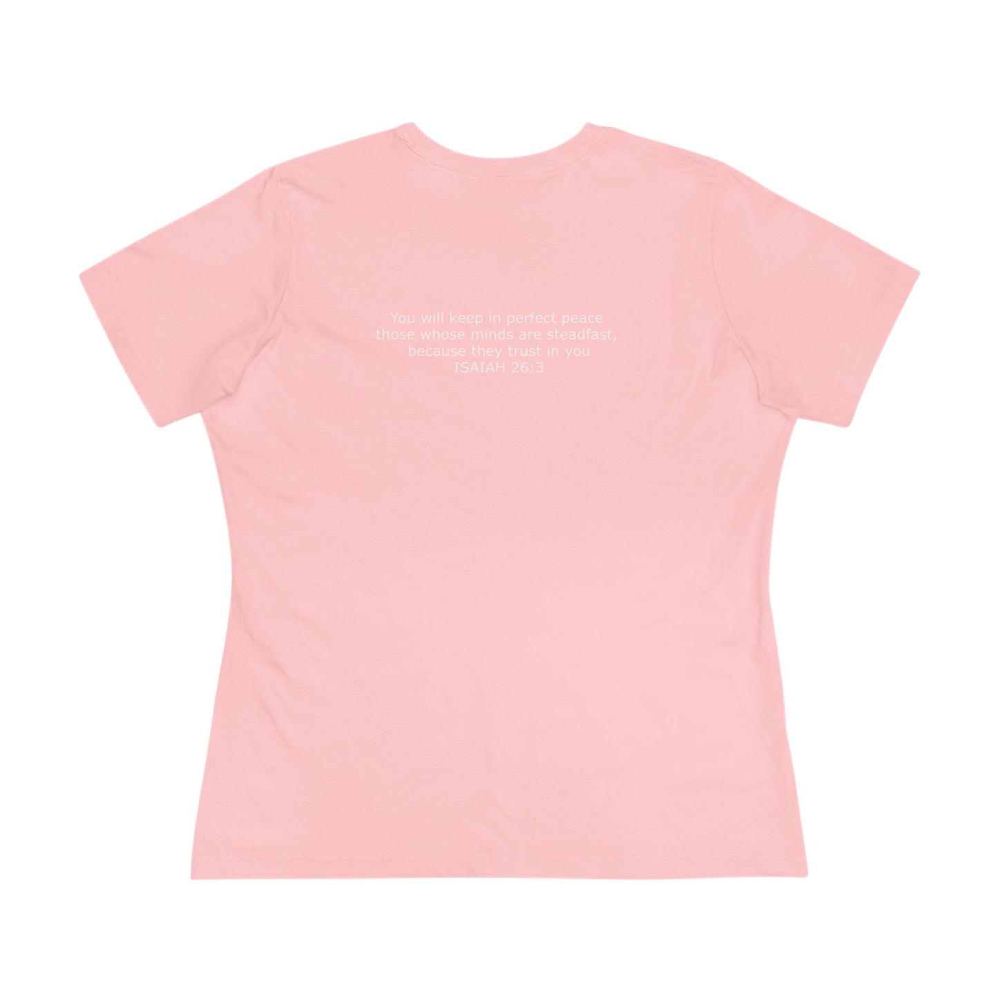 Women's Steadfast Jersey Tee with Isaiah 26:3 Verse - White Logo