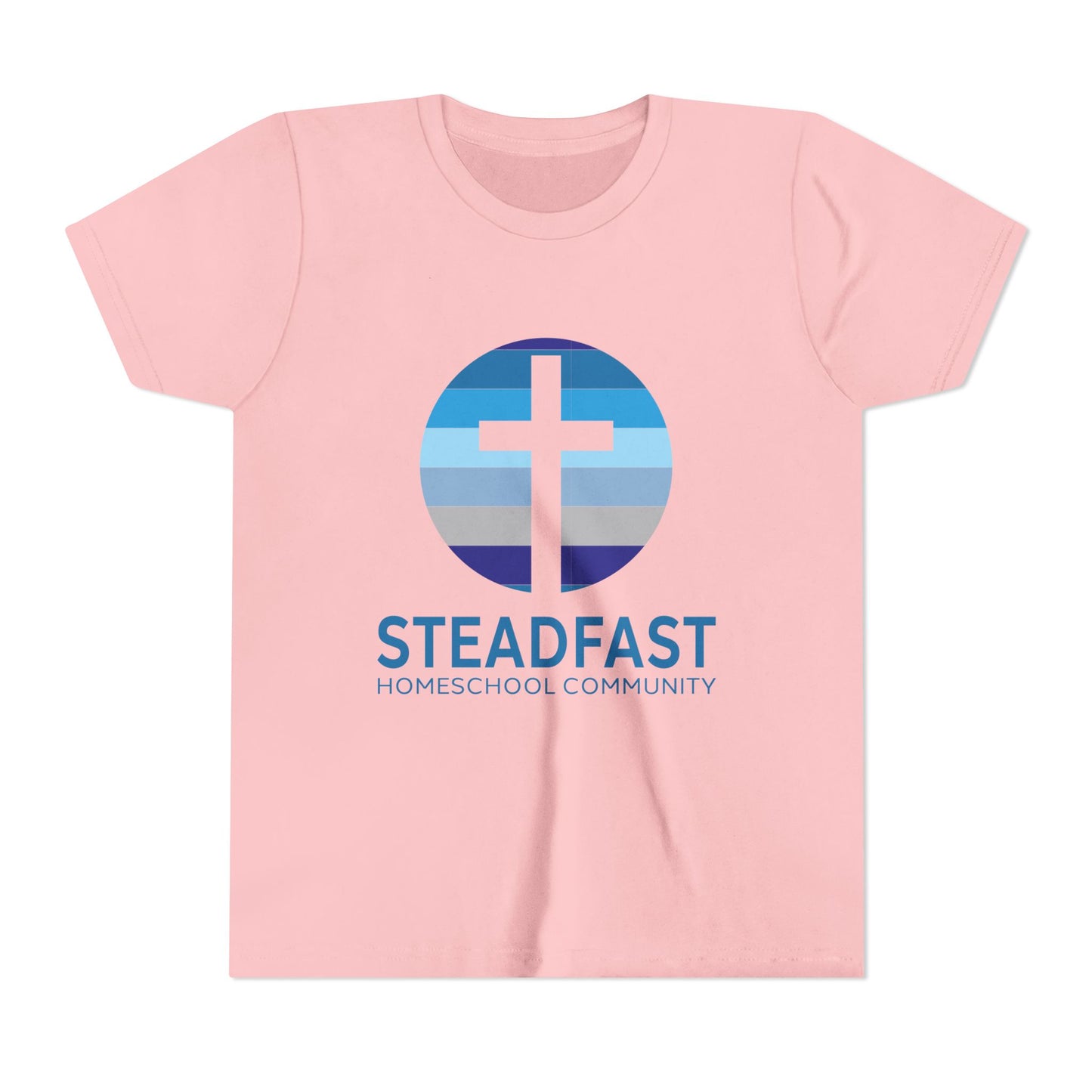 Kid's Steadfast Unisex Jersey Tee with Isaiah 26:3 Verse - Blue Logo