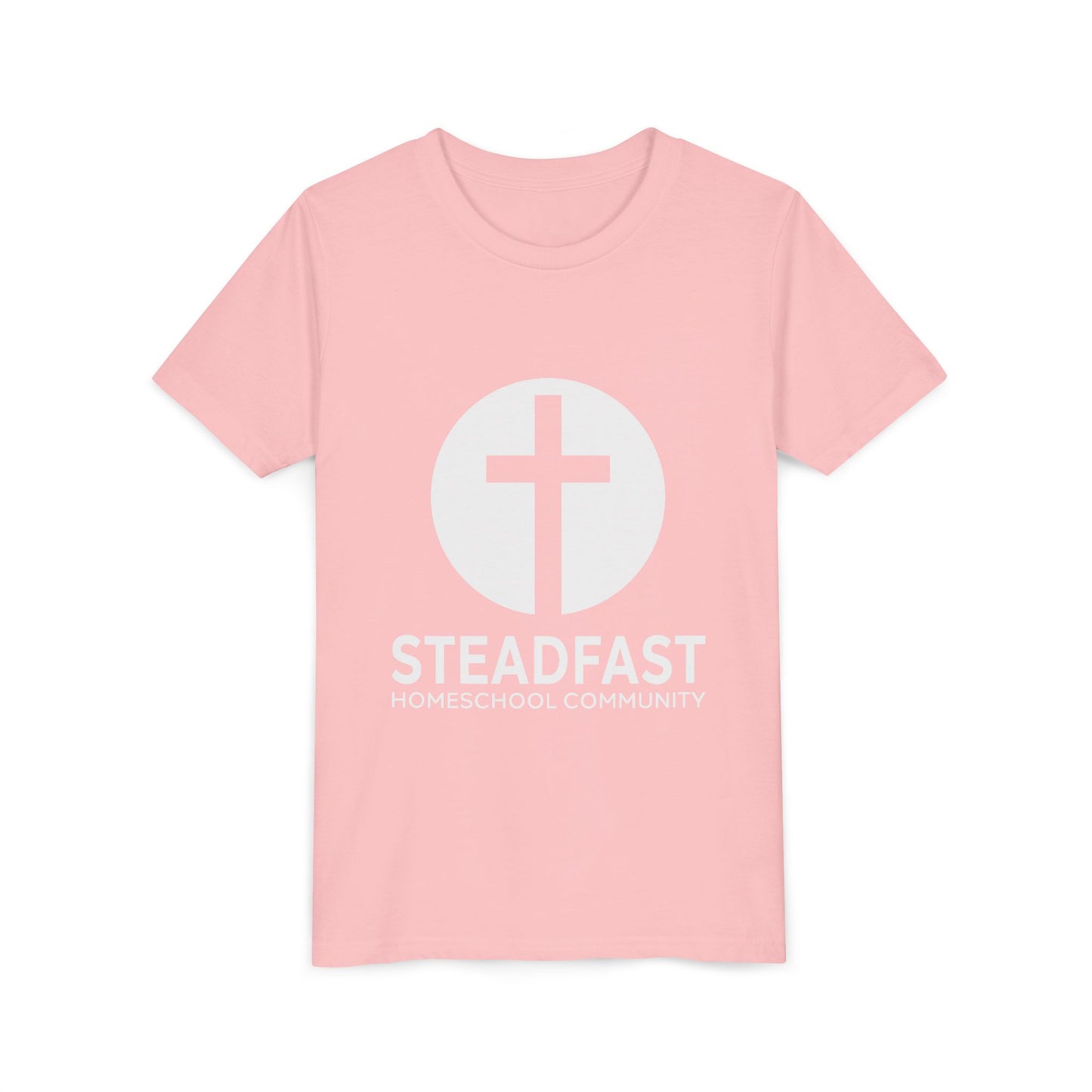 Kid's Steadfast Unisex Jersey Tee with Isaiah 26:3 Verse - White Logo