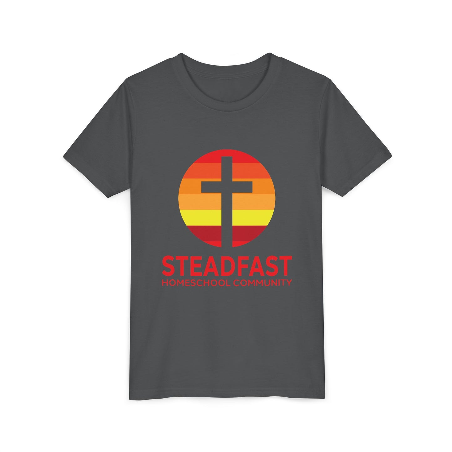 Kid's Steadfast Unisex Jersey Tee with Isaiah 26:3 Verse - Red Logo