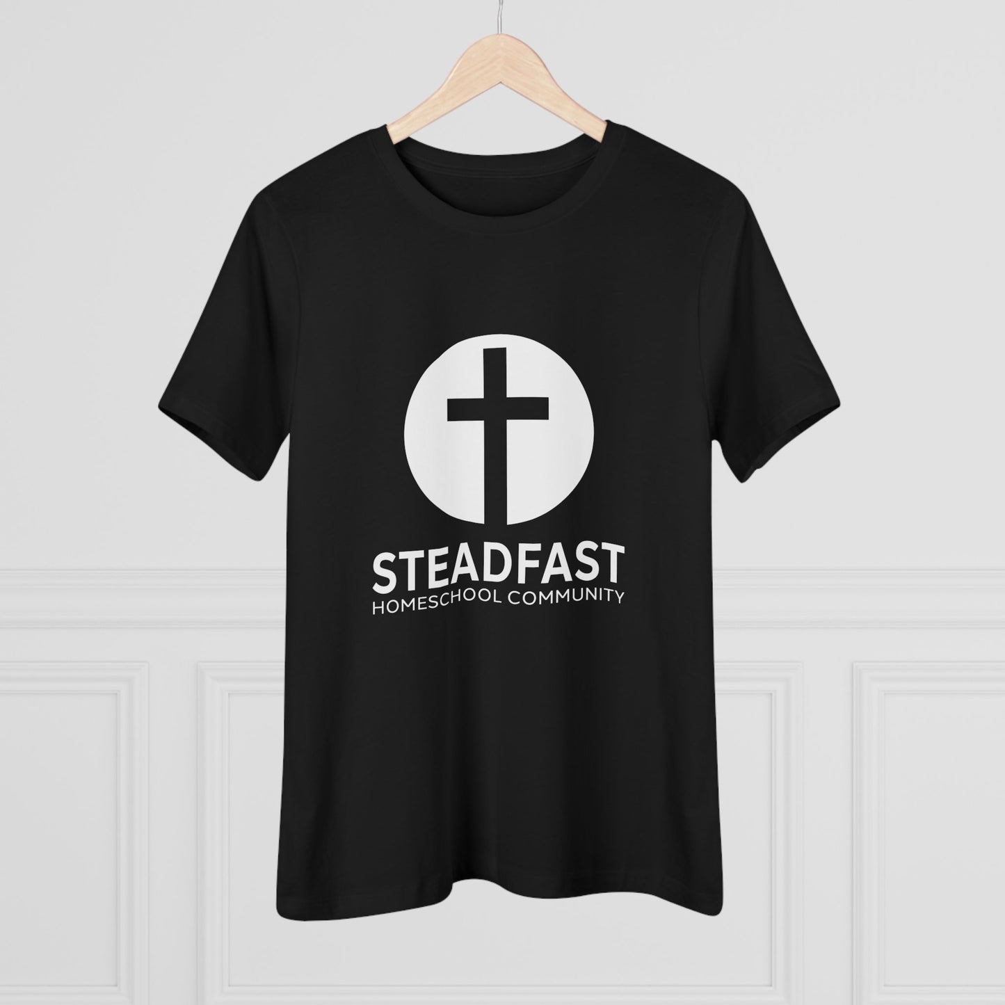 Women's Steadfast Jersey Tee with Isaiah 26:3 Verse - White Logo
