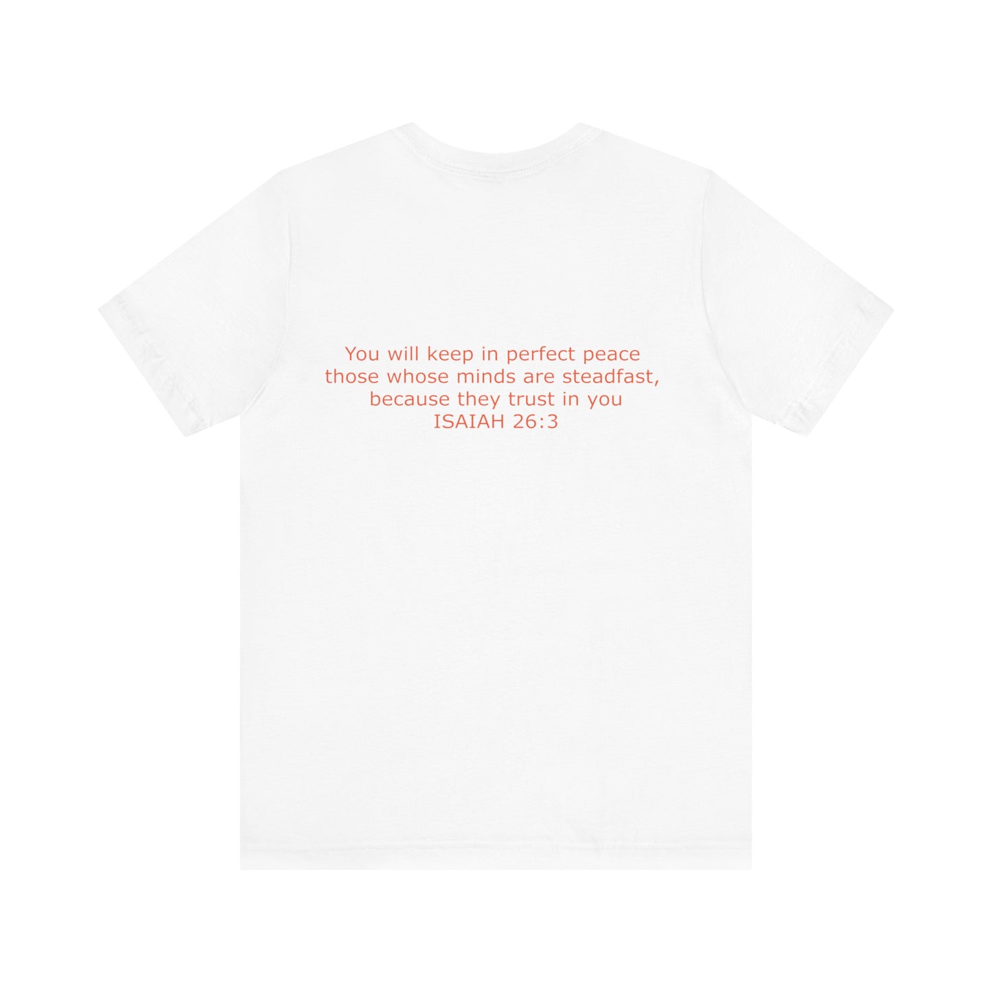 Steadfast Unisex Jersey Tee with Isaiah 26:3 Verse - Red Logo