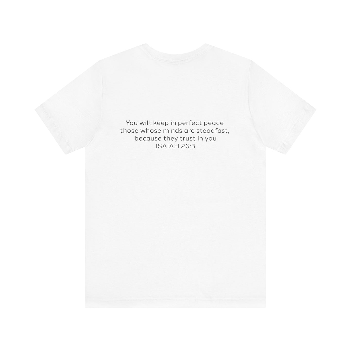 Steadfast Unisex Jersey Tee with Isaiah 26:3 Verse - Grey Logo