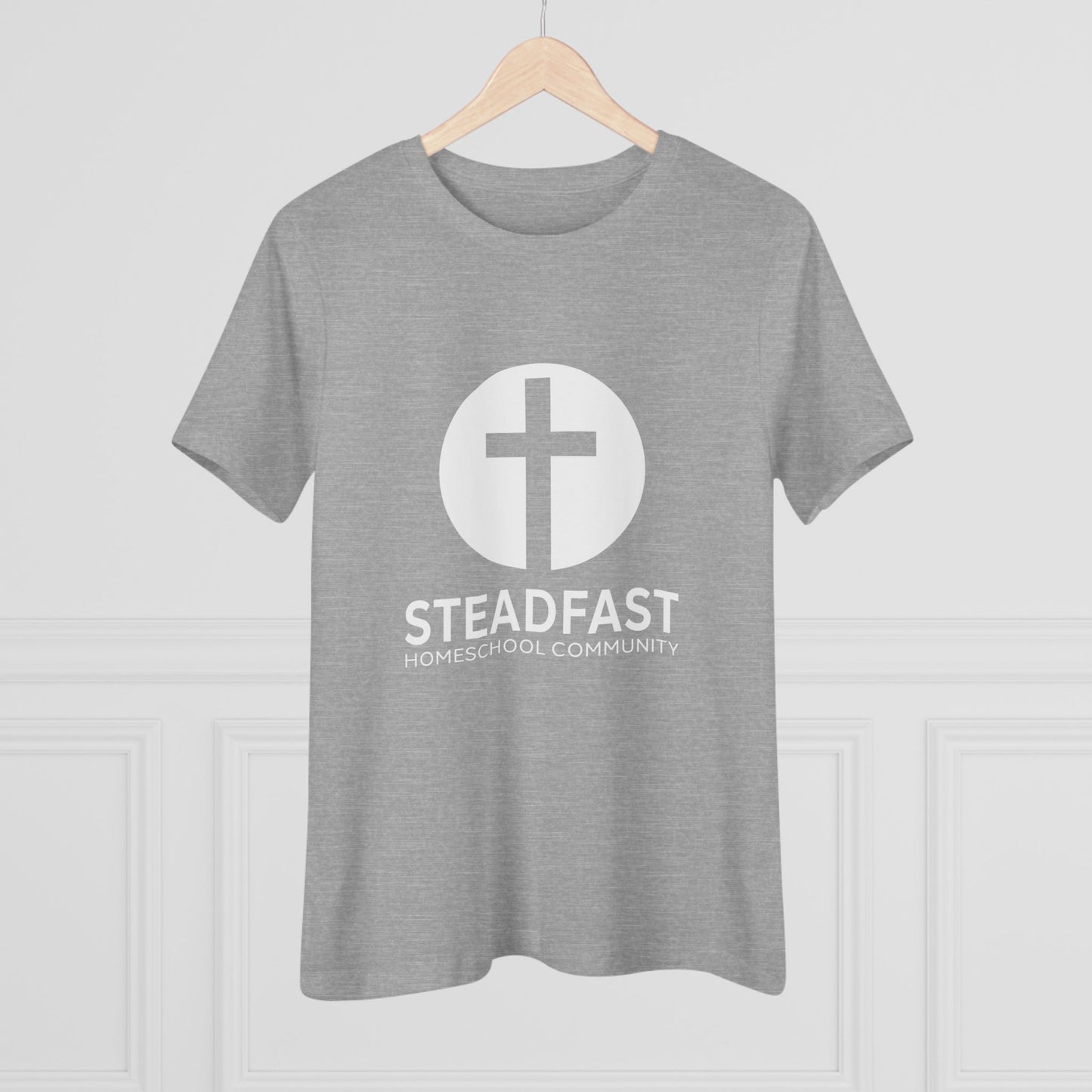 Women's Steadfast Jersey Tee with Isaiah 26:3 Verse - White Logo