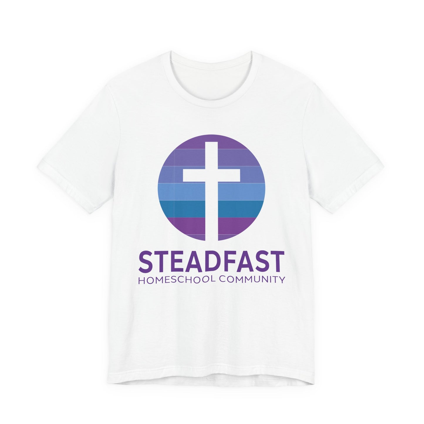 Steadfast Unisex Jersey Tee with Isaiah 26:3 Verse - Purple Logo