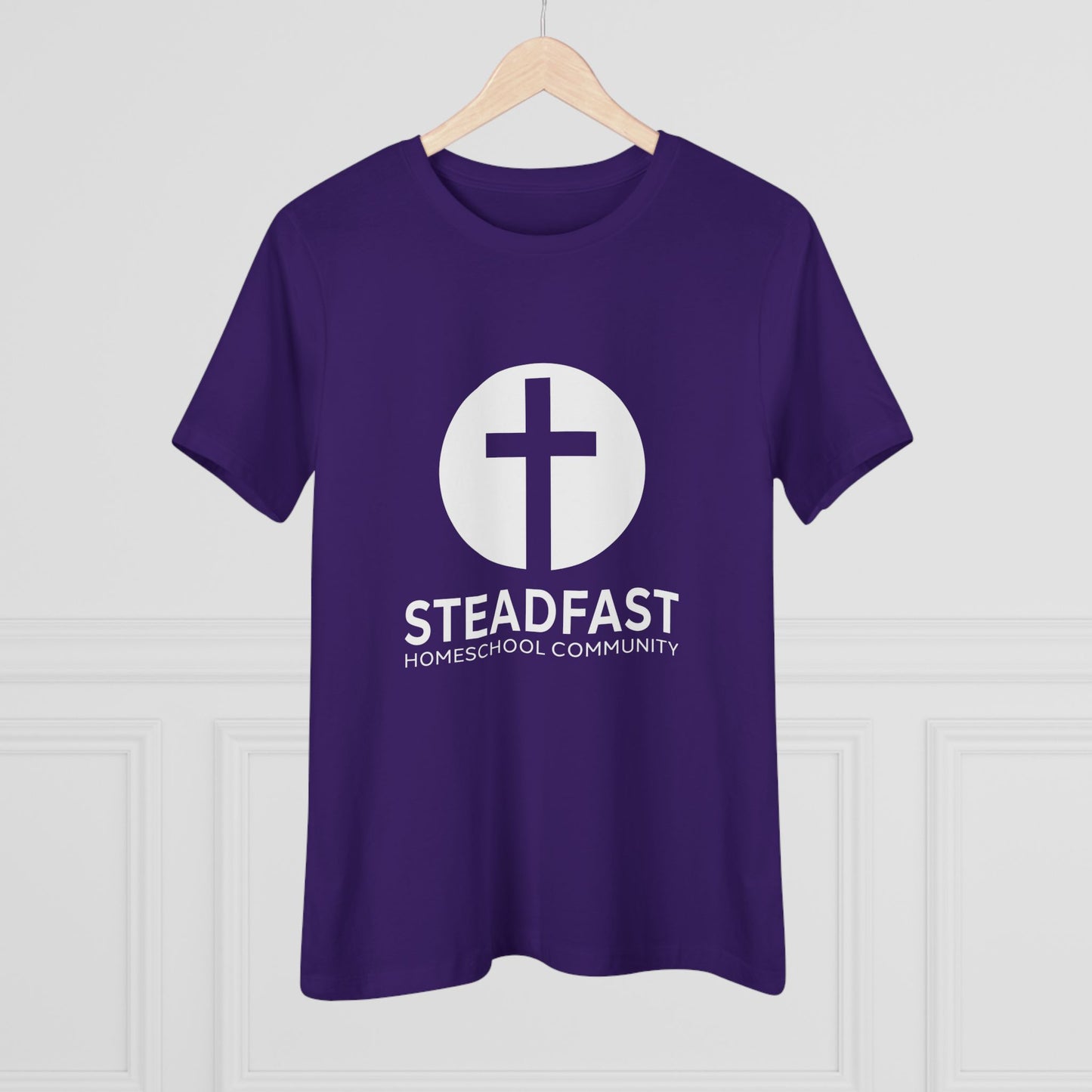 Women's Steadfast Jersey Tee with Isaiah 26:3 Verse - White Logo