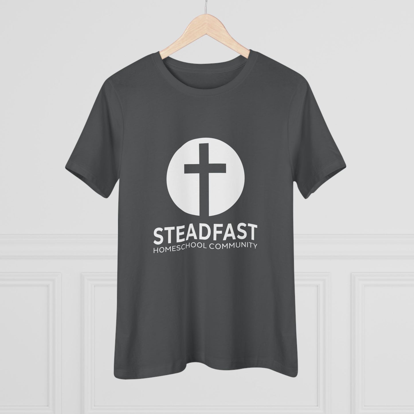 Women's Steadfast Jersey Tee with Isaiah 26:3 Verse - White Logo
