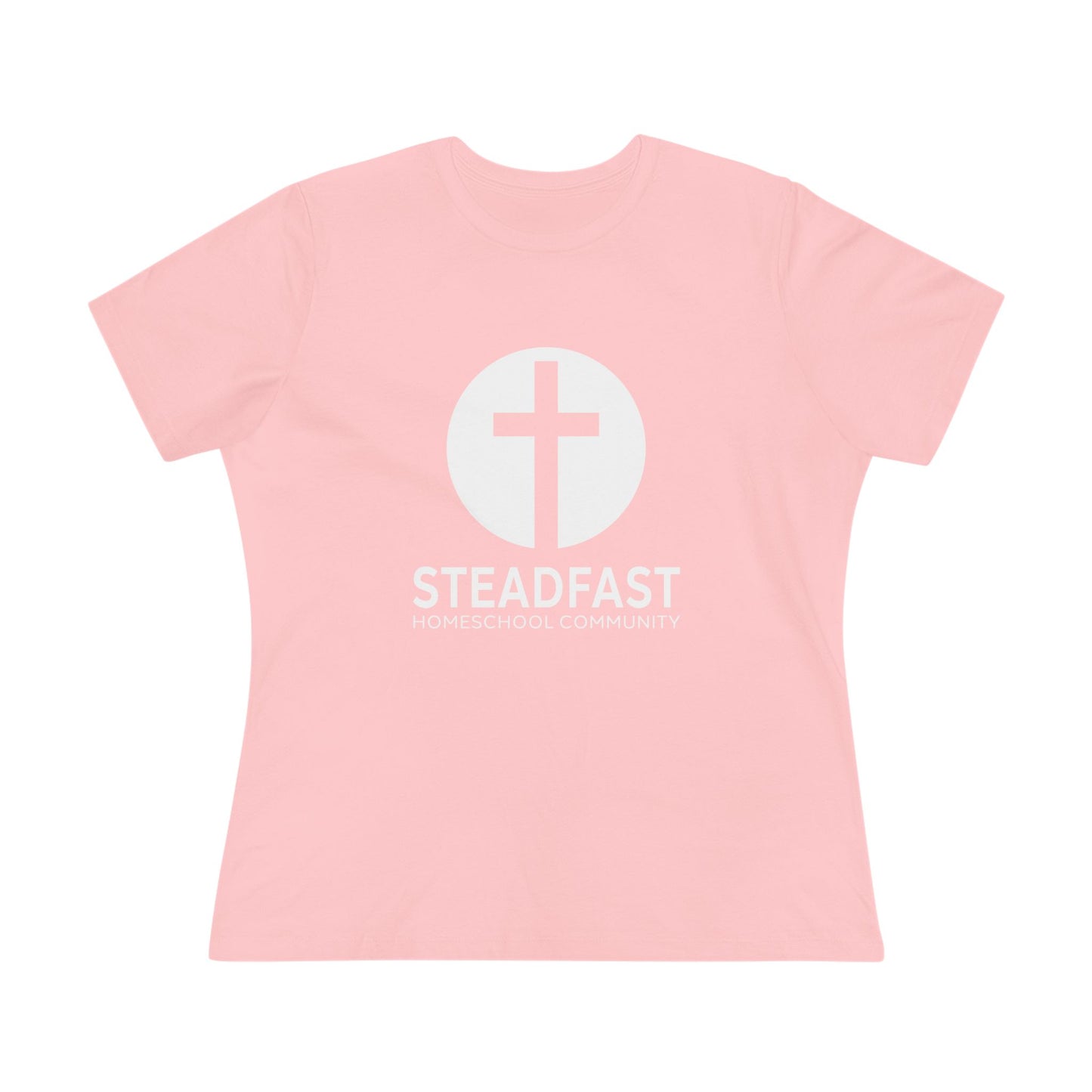 Women's Steadfast Jersey Tee with Isaiah 26:3 Verse - White Logo