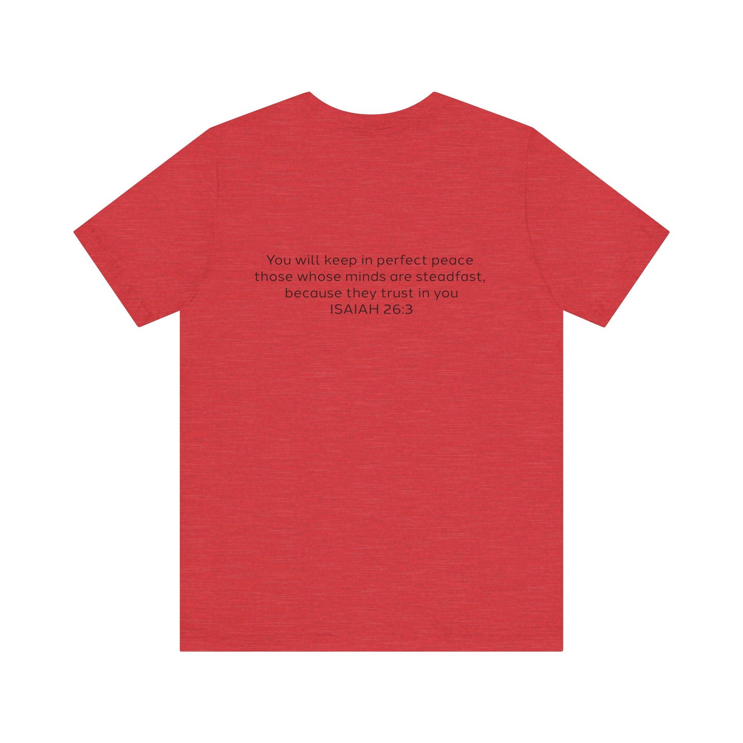 Steadfast Unisex Jersey Tee with Isaiah 26:3 Verse - Grey Logo
