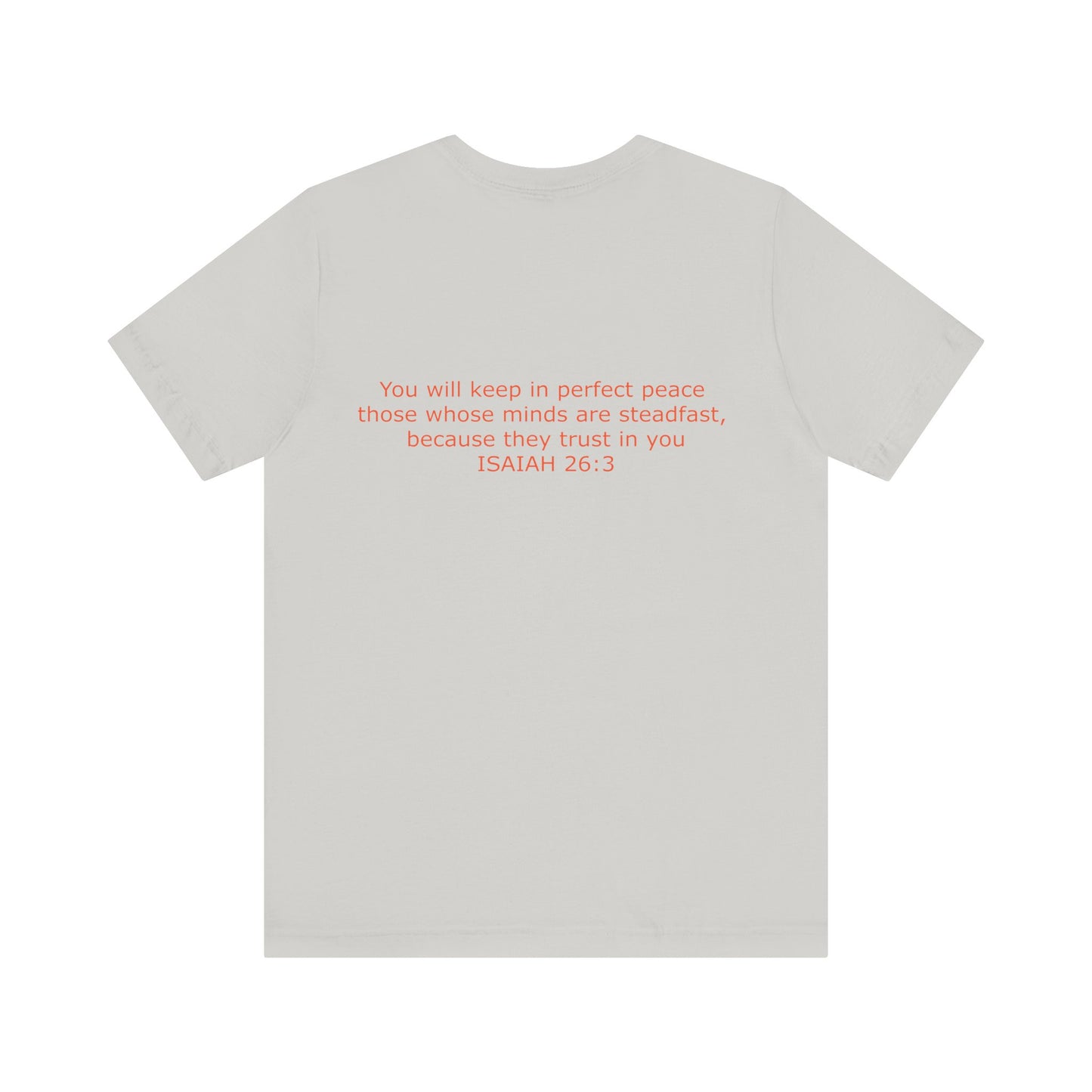 Steadfast Unisex Jersey Tee with Isaiah 26:3 Verse - Red Logo