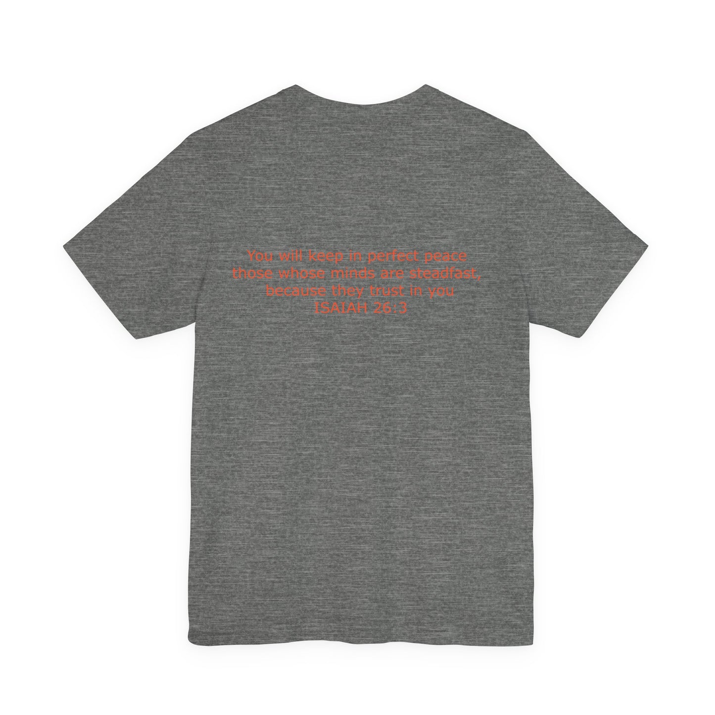 Steadfast Unisex Jersey Tee with Isaiah 26:3 Verse - Red Logo