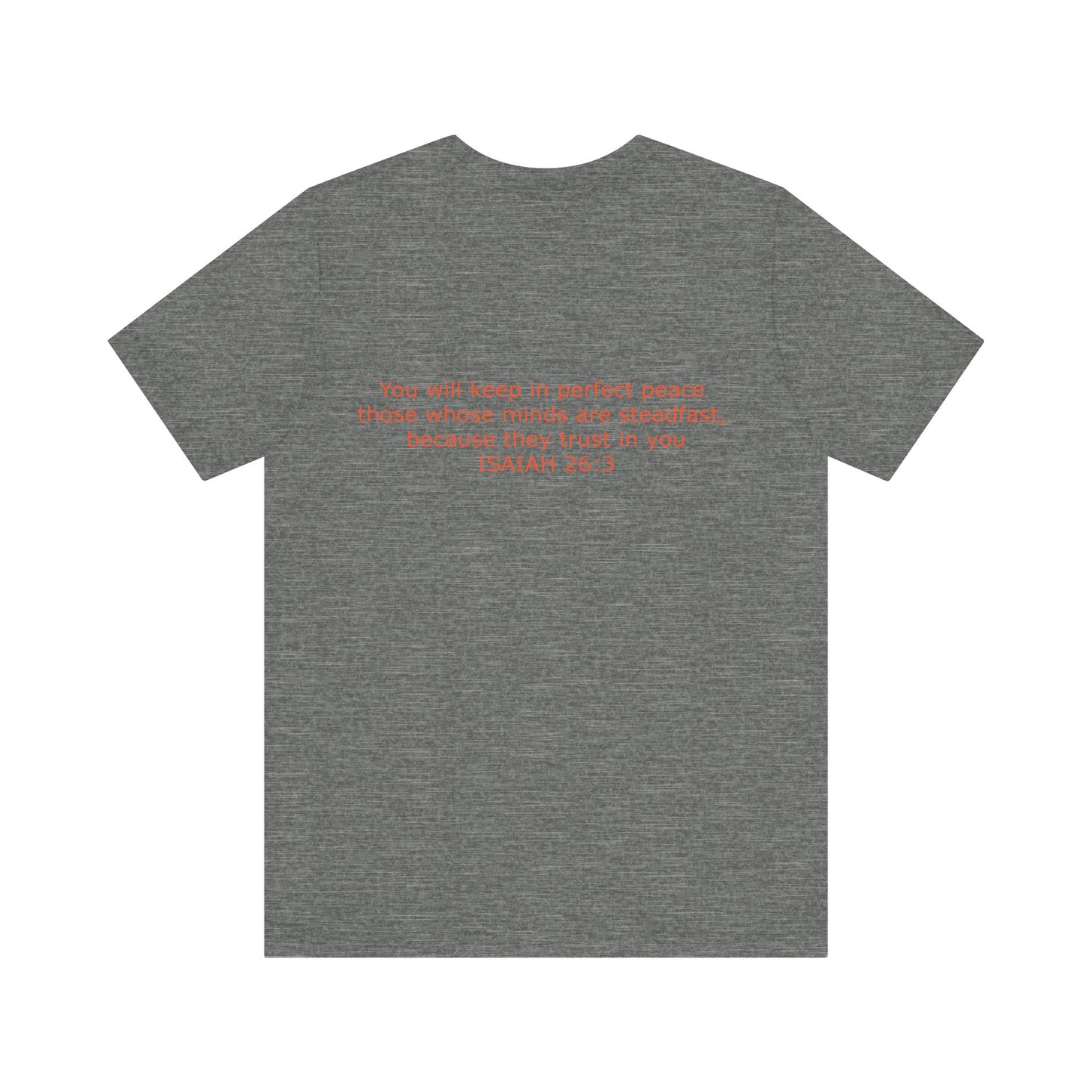 Steadfast Unisex Jersey Tee with Isaiah 26:3 Verse - Red Logo
