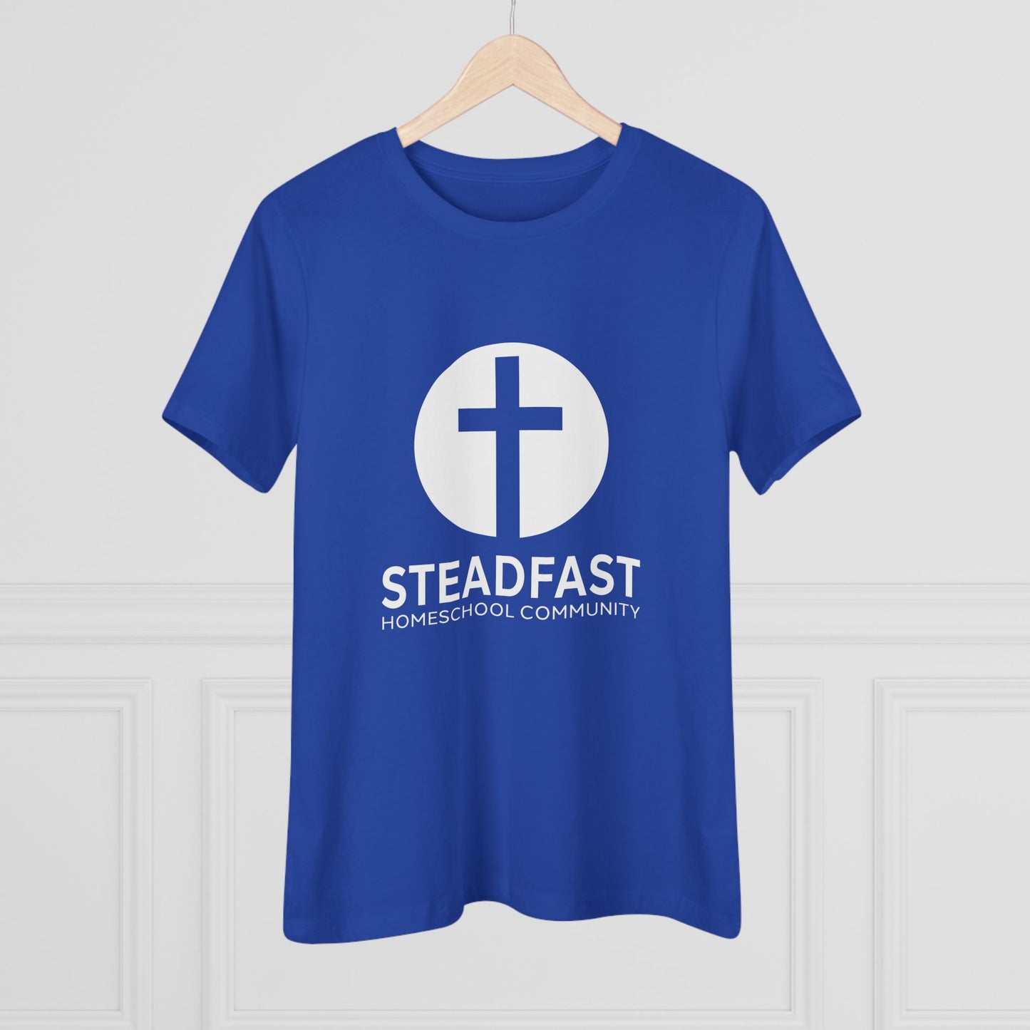 Women's Steadfast Jersey Tee with Isaiah 26:3 Verse - White Logo