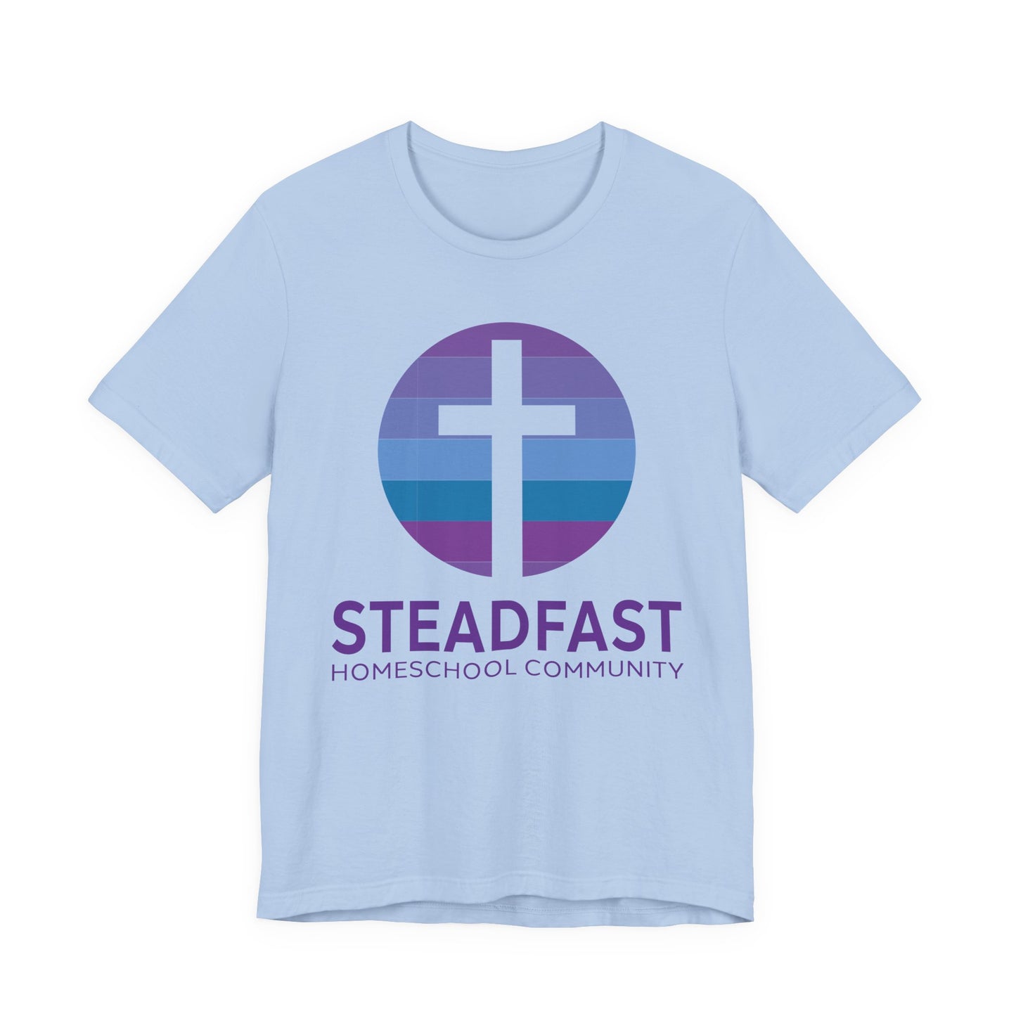 Steadfast Unisex Jersey Tee with Isaiah 26:3 Verse - Purple Logo