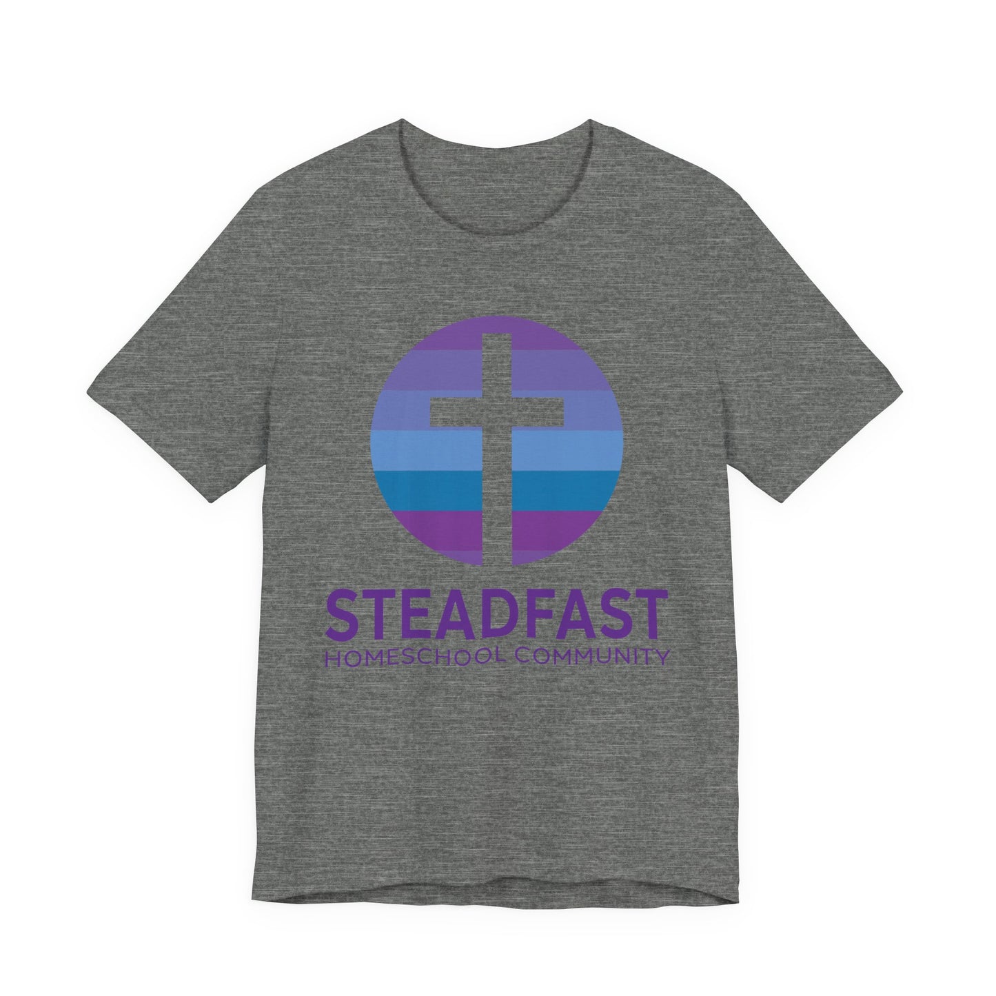 Steadfast Unisex Jersey Tee with Isaiah 26:3 Verse - Purple Logo