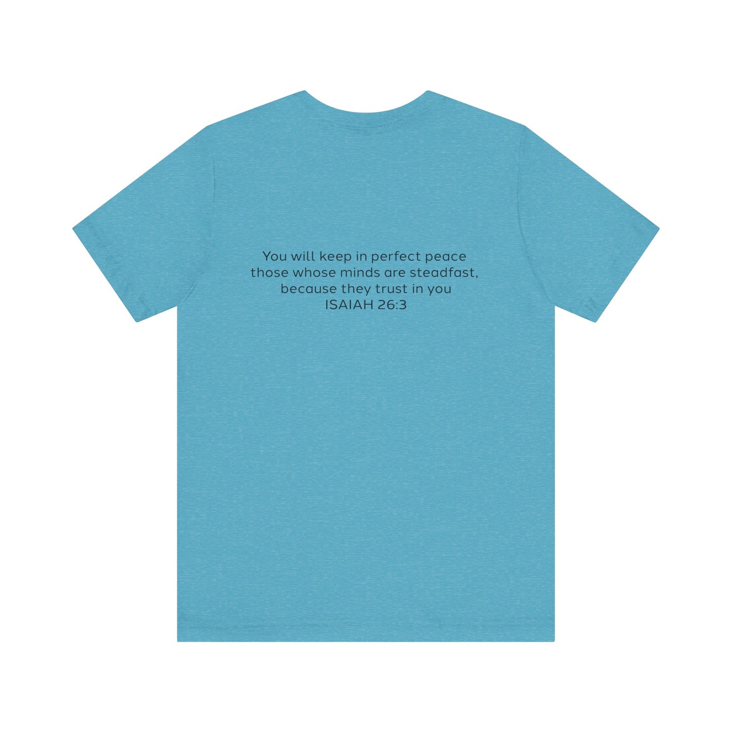 Steadfast Unisex Jersey Tee with Isaiah 26:3 Verse - Grey Logo