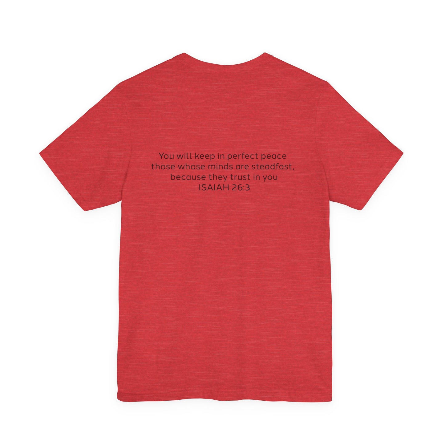 Steadfast Unisex Jersey Tee with Isaiah 26:3 Verse - Grey Logo