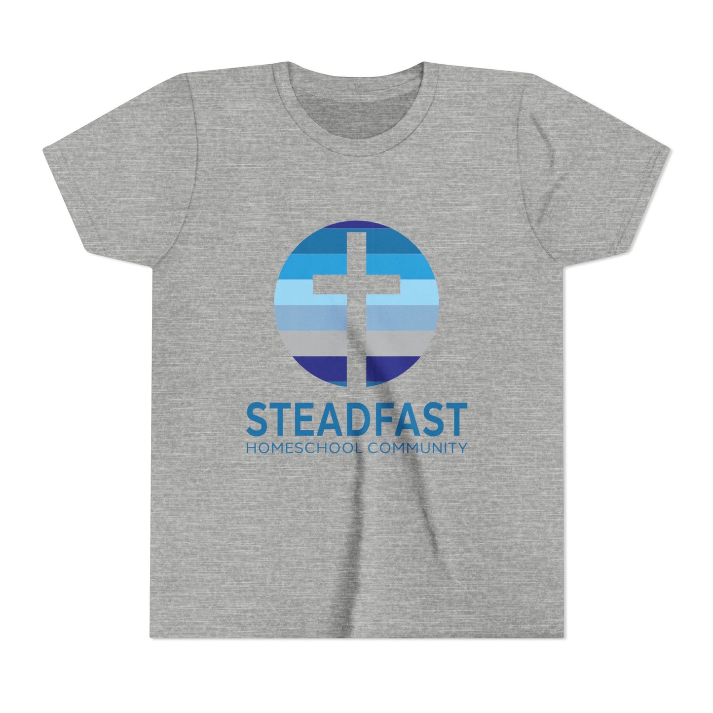 Kid's Steadfast Unisex Jersey Tee with Isaiah 26:3 Verse - Blue Logo
