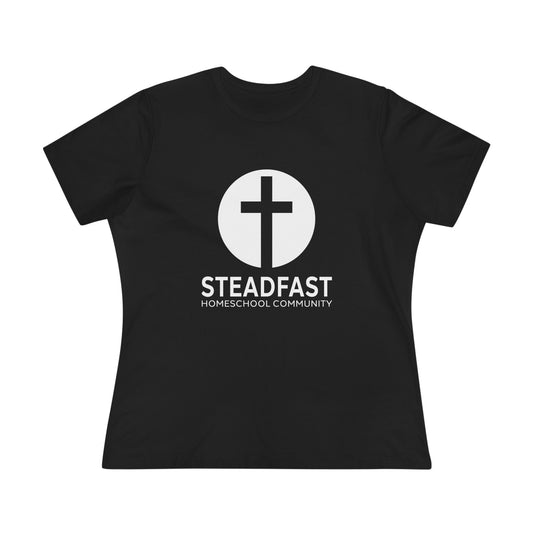 Women's Steadfast Jersey Tee with Isaiah 26:3 Verse - White Logo