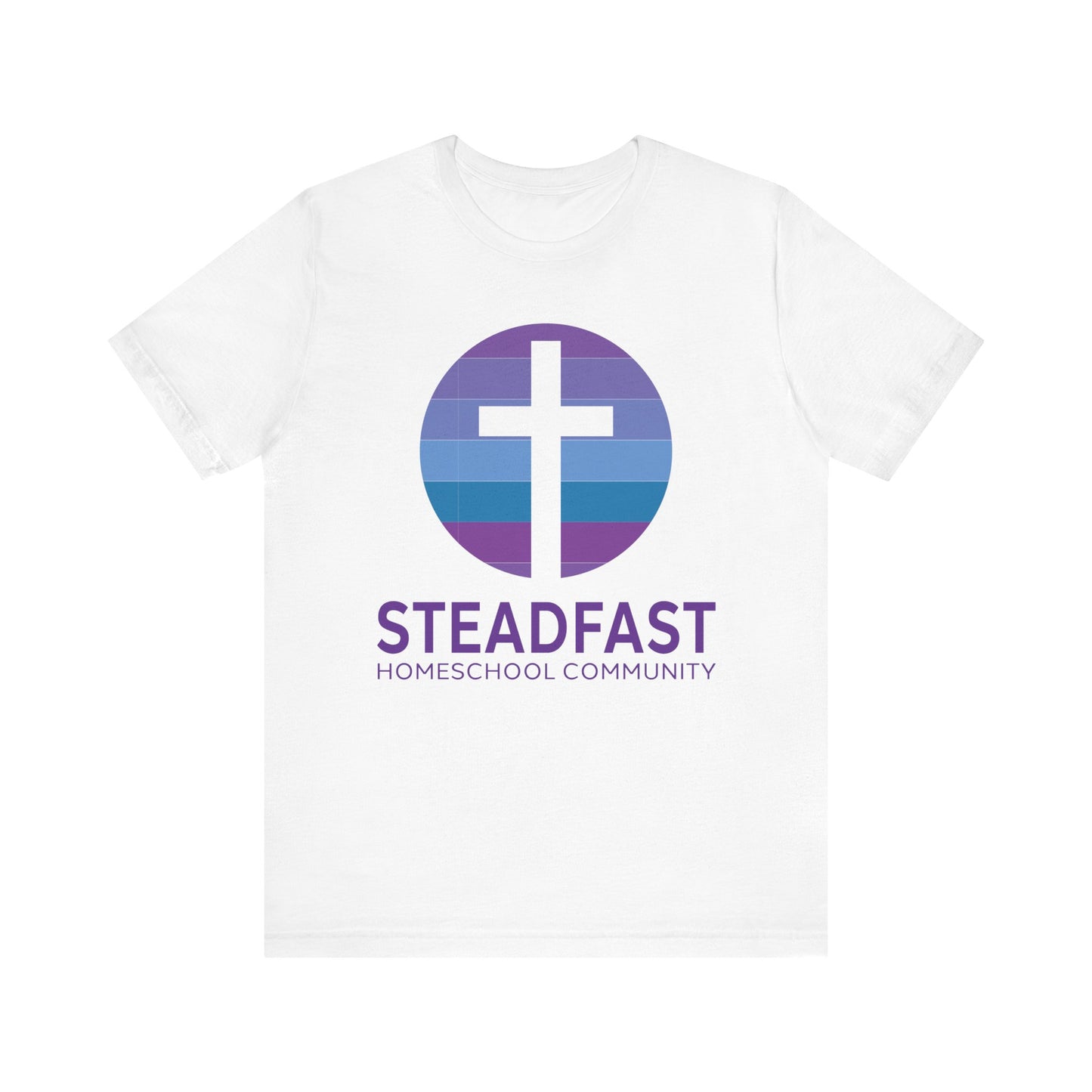 Steadfast Unisex Jersey Tee with Isaiah 26:3 Verse - Purple Logo
