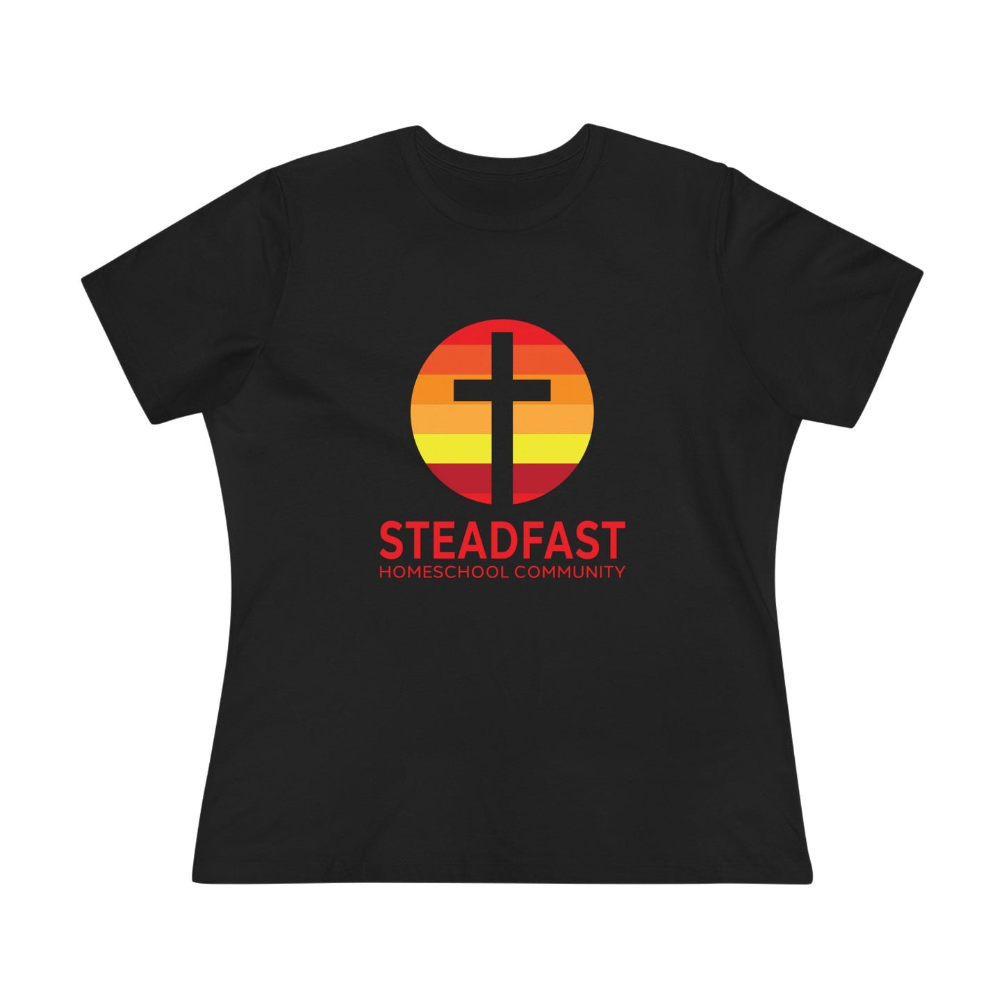 Women's Steadfast Jersey Tee with Isaiah 26:3 Verse - Red Logo