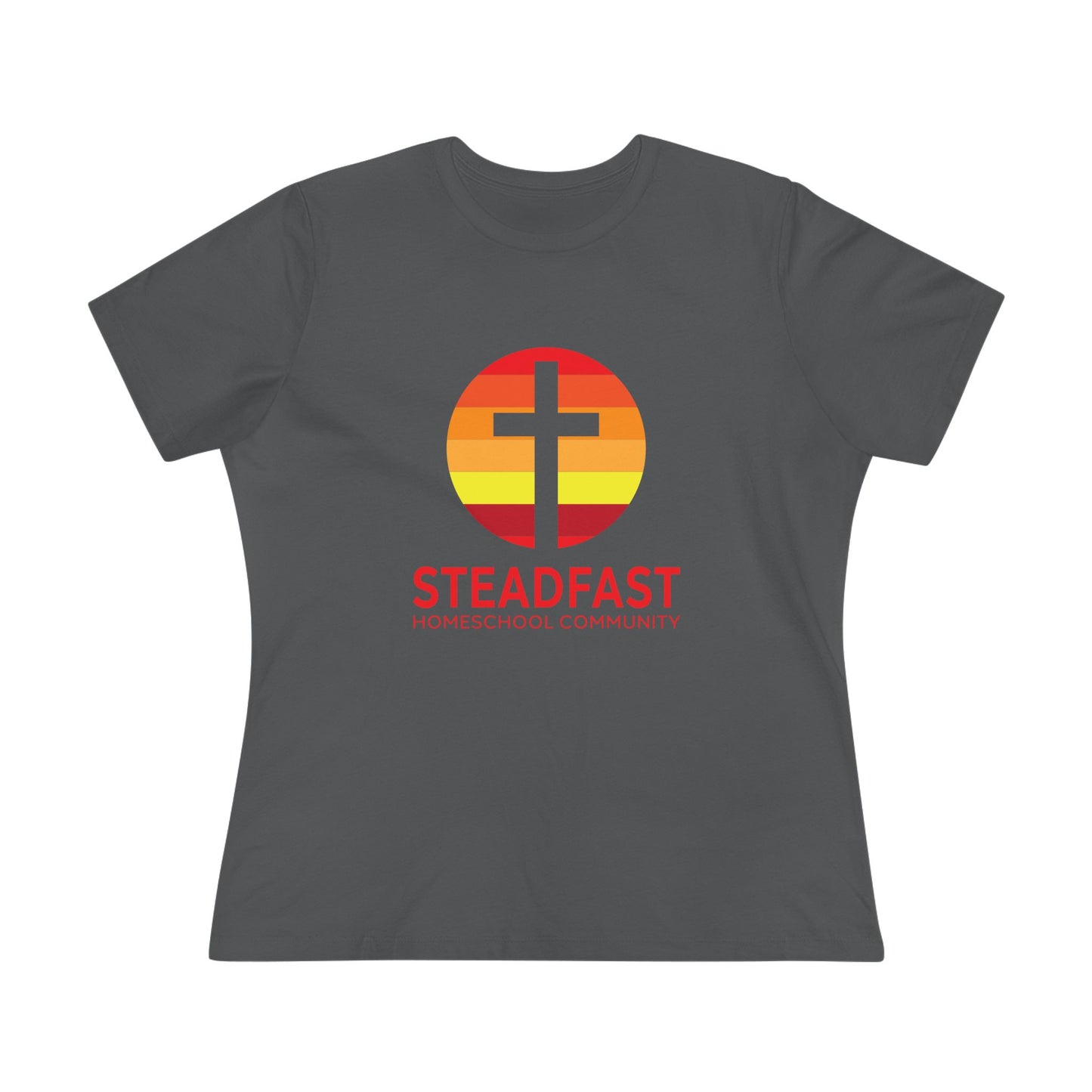 Women's Steadfast Jersey Tee with Isaiah 26:3 Verse - Red Logo