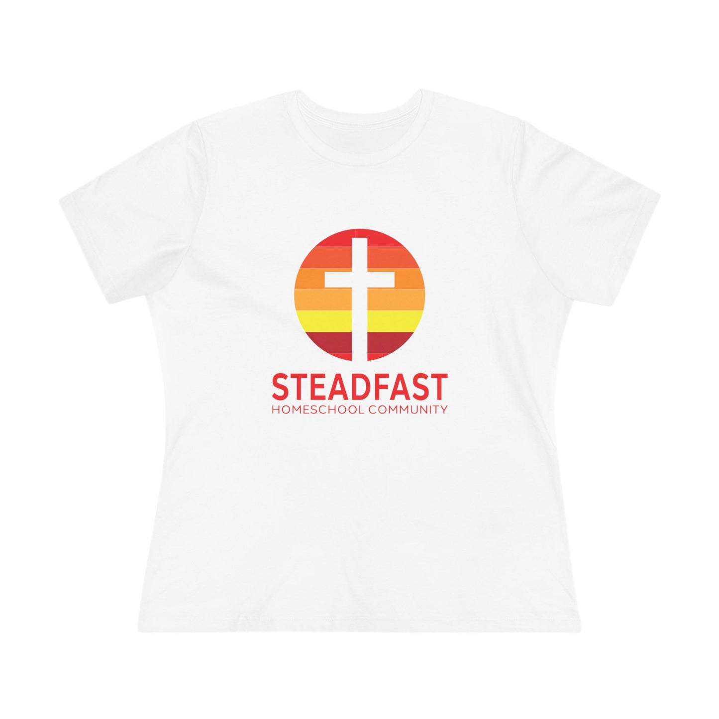 Women's Steadfast Jersey Tee with Isaiah 26:3 Verse - Red Logo