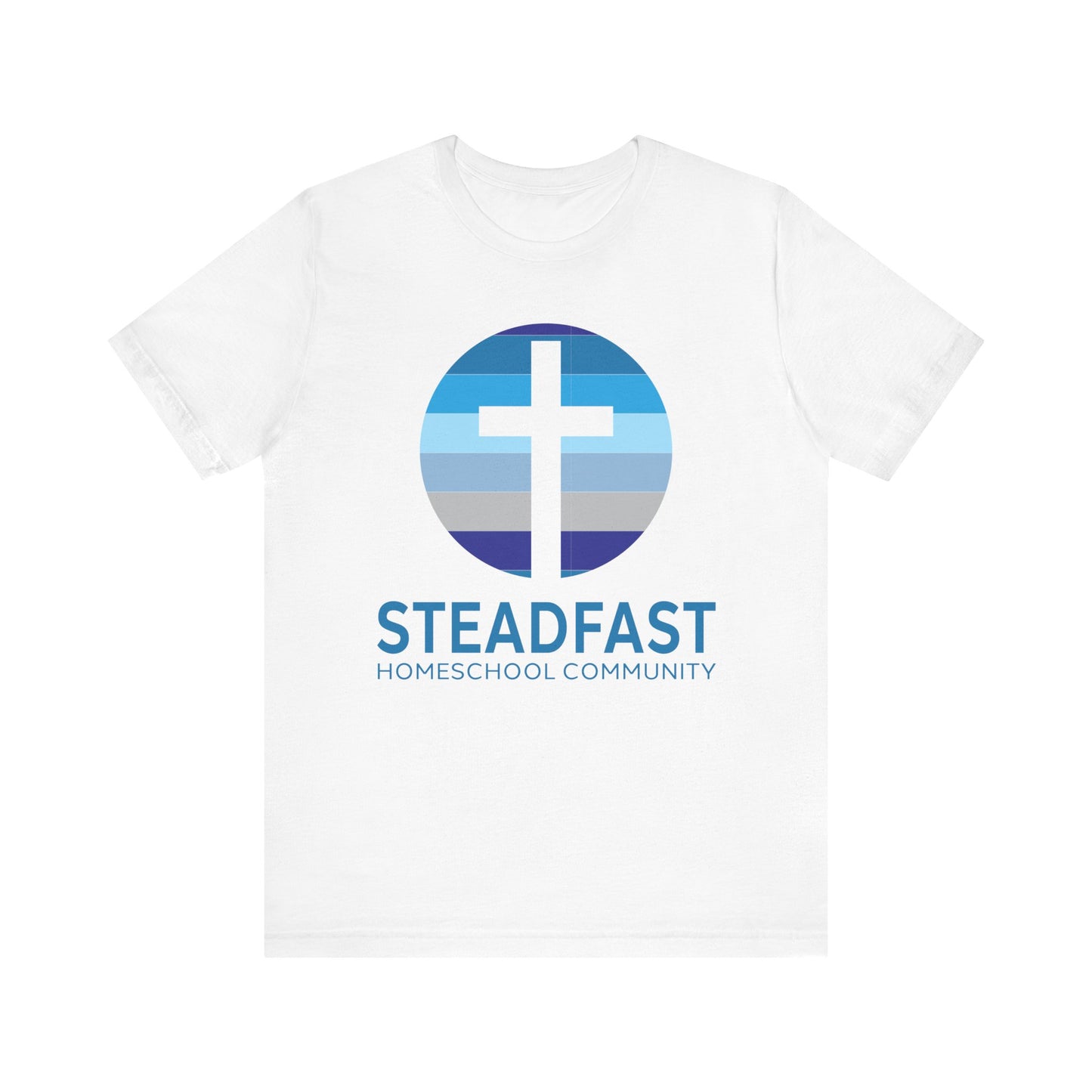 Steadfast Unisex Jersey Tee with Isaiah 26:3 Verse - Blue Logo