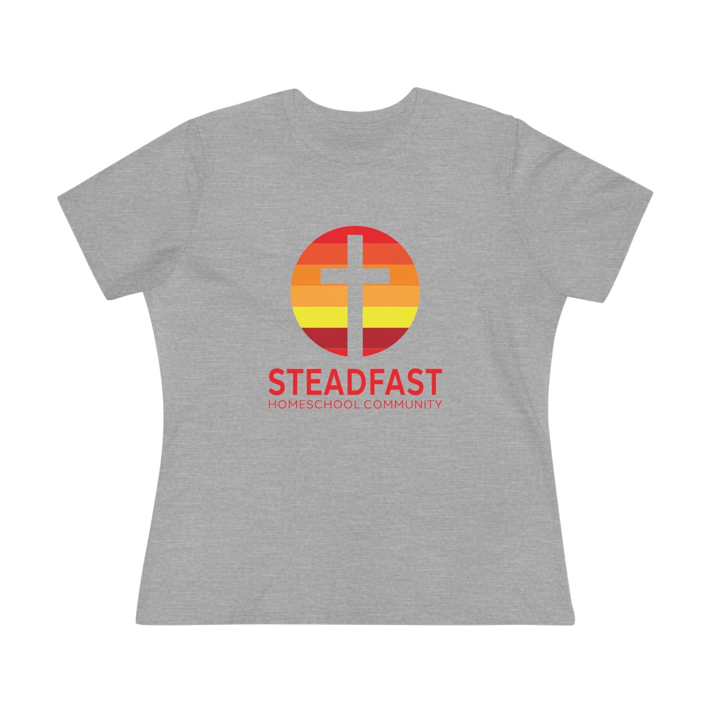 Women's Steadfast Jersey Tee with Isaiah 26:3 Verse - Red Logo