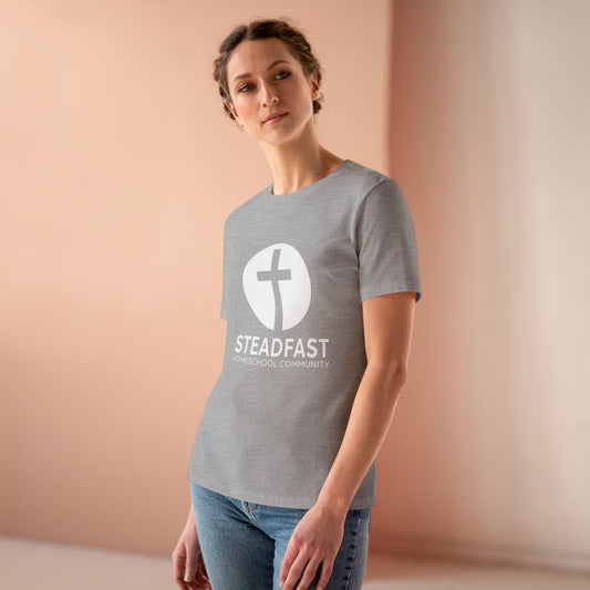 Women's Steadfast Jersey Tee with Isaiah 26:3 Verse - White Logo