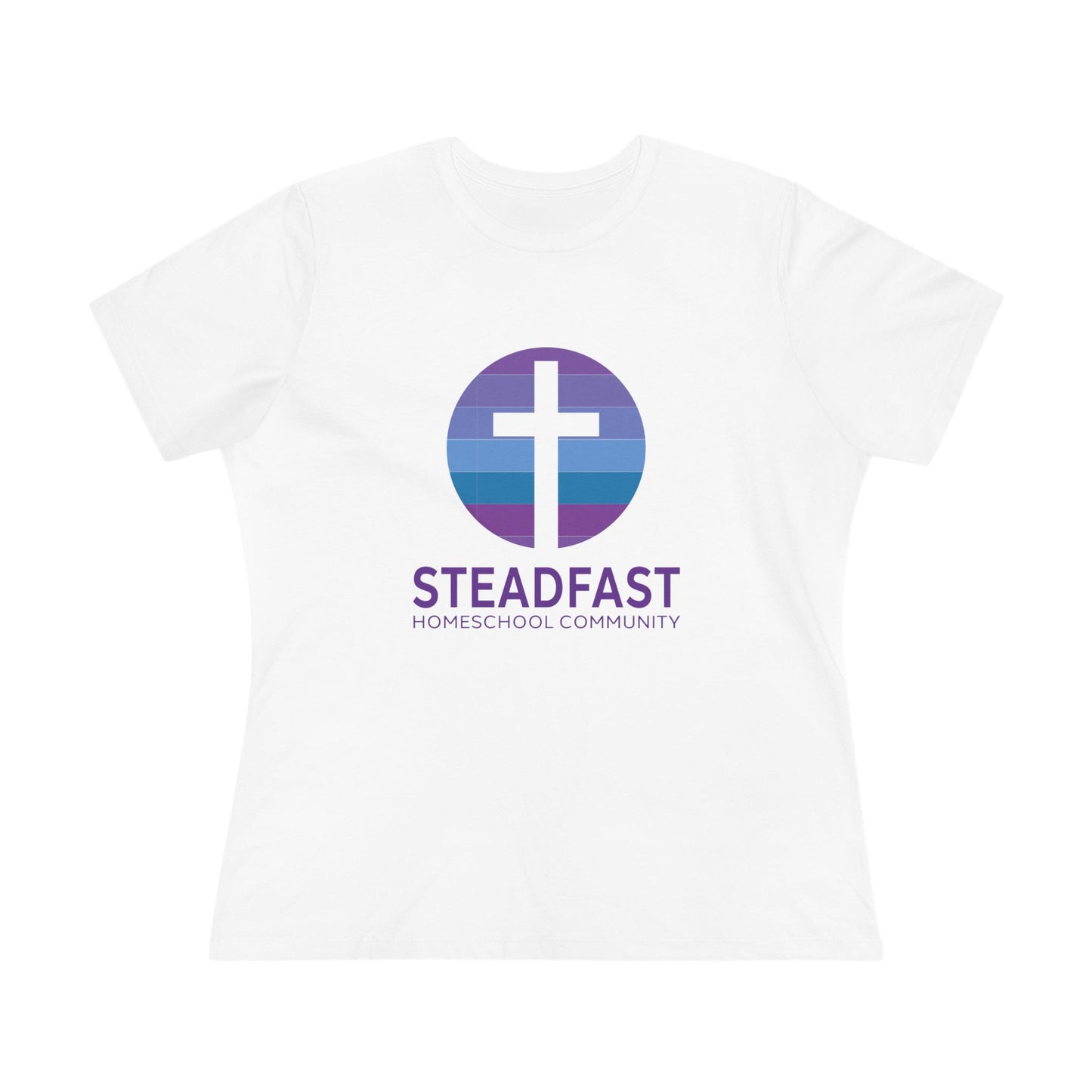 Women's Steadfast Unisex Jersey Tee with Isaiah 26:3 Verse - Purple Logo