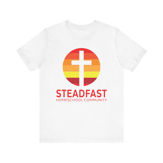 Steadfast Unisex Jersey Tee with Isaiah 26:3 Verse - Red Logo
