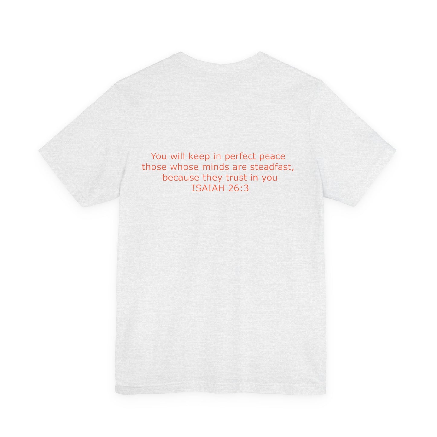 Steadfast Unisex Jersey Tee with Isaiah 26:3 Verse - Red Logo