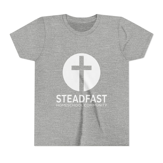 Kid's Steadfast Unisex Jersey Tee with Isaiah 26:3 Verse - White Logo